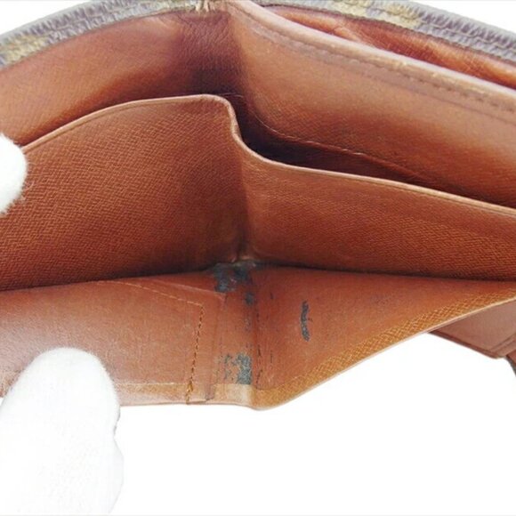 LOUIS VUITTON W Hook Wallet Monogram PVC x Leather-Authentic USED - Picture 8 of 9